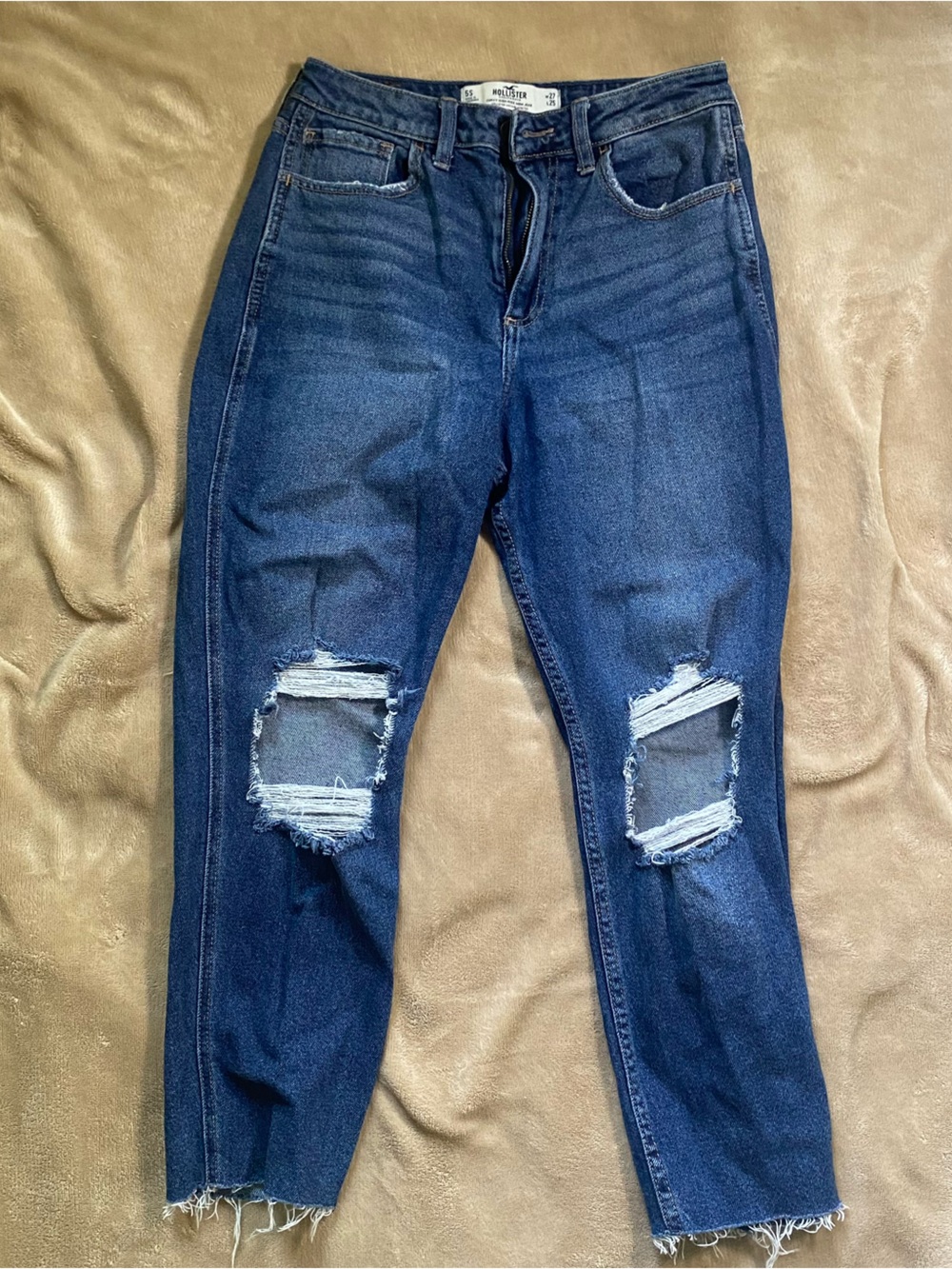 Hollister Dark Blue Distressed High-Rise Women's Jeans
